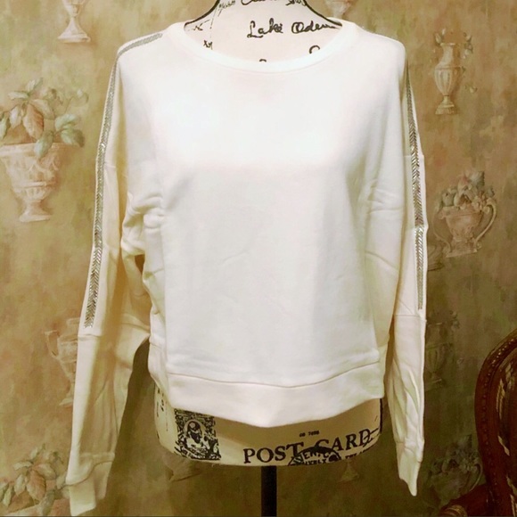 GALAXY MEDIUM SILVER SEQUIN SLEEVE TOP NWT - Picture 2 of 3